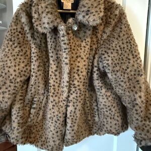 Vintage Faux Fur Leopard Coat - Taupe with Dark Spots